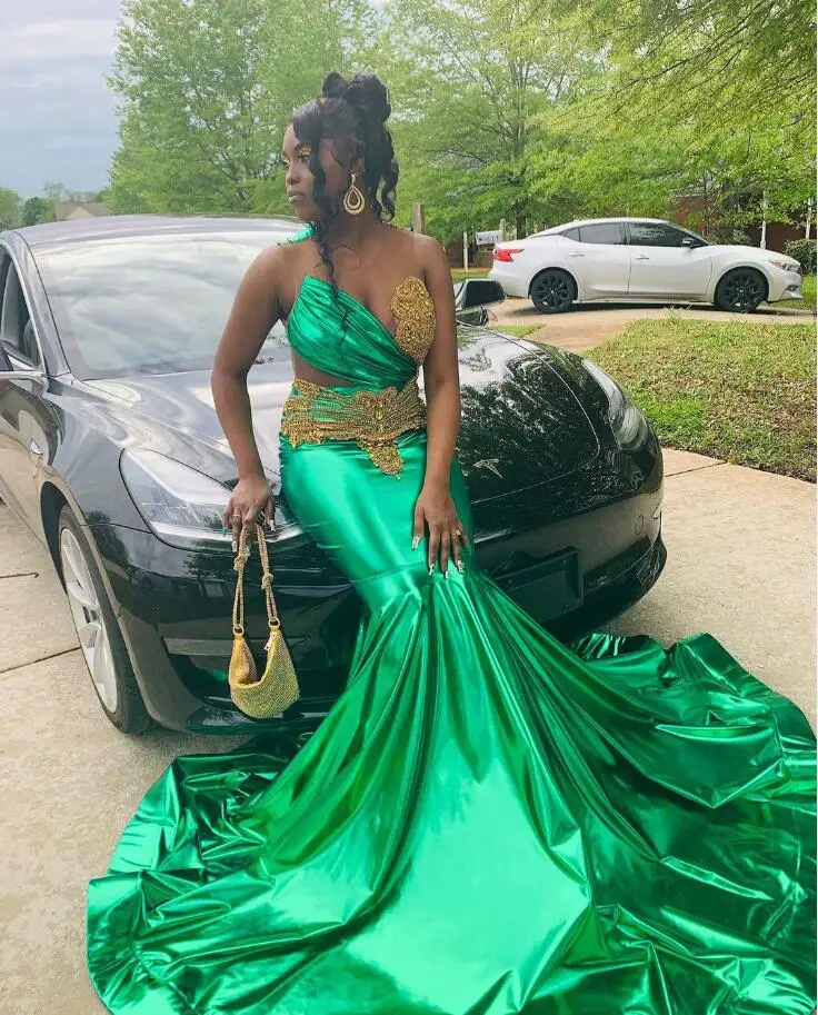 Emerald Green Sparkly Trumpet Evening Formal Dresses for Black Girl 2024 Luxury Diamond Crystal Afrian Prom Birthday Gown