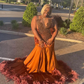 Brown Long Mermaid Evening Recemony Party Dresses for Black Girl Plus Size 2024 luxury Diamond Crystal Feather Prom Gala Gown