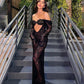 Black Sexy Mermaid Evening Dresses Sweetheart Long Sleeves Lace Prom Gowns for Women Illusion Celebration Party Dress