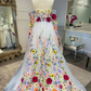 Flower Fairy Formal Party Dresses Women Short Sleeve Long Luxury Evening Gowns Lace A-Line Tulle Wedding Guest Dress