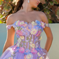 Spring Off Shoulder Ball Gown Vestido De Novia Flower Lace Evening Dress Baby Blue Corset Maxi Prom Dress 2024