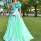 Mint Green Tulle A Line Prom Dresses One Shoulder 3D Flowers Formal Party Evening Dress Women Wedding Photography 2024