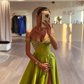 Sexy Green A Line Prom Dresses Long for Women Halter Neck Sequined Floor Length High Side Split Birthday Pageant Celebrity Dress