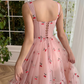 Off-the-shoulder Strapless Homecoming Dress for Teens Pleat Corset Sleeveles Formal Cocktail Party A-line Tea-length Prom Gowns