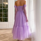 Women's Lilac Tulle Sweet Short Prom Dresses Sleeveless Tea-Length Party Gown Graduation Homecoming Dress vestidos para mujer