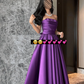 Elegant Off the Shoulder Evening Dress with Tiered Ruched A-Line Tea Length Satin Prom Dress High Quality فساتين سهره فخمة 2024