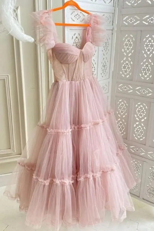 Beautiful Bead Sweetheart Tulle Dress for Women Tea Length A Line Cocktail Dresses Elegant Short Coset Prom Dresses for Teens