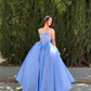 Sexy Strapless Satin Prom Dresses With Ruched Exquisite Lace Up Back A-Line Long Homecoming Cocktail Dance Party Ball Gowns