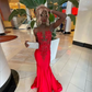 Exquisite Bright Red Homecoming Dresses Black Girls Beaded Applique Glitter Birthday Party Dresses 2024 Long Sequin Dresses