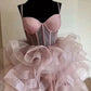 Sexy Spaghetti Strap Illusion Short Homecoming Dresses Organza Mini Graudation Cocktail Formal Prom Party Gown