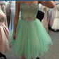 Real Photos Mint Green Short Prom Homecoming Dresses Beads Crystal Sweetheart Tulle 8th Grade Graduation Party Gown