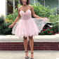 Pink Homecoming Dresses Spaghetti Backless Short Appliques Beads Mini Girls Prom Party Gowns for Sweet 15