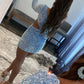 Glitter Homecoming Dress With Sequins One-Shoulder Light Blue Short Prom Dresses Above Knee Mini Party Cocktail Dress