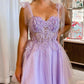 Elegant Lilac Lace Appliqued Homecoming Dresses Short Mini Beaded Women Party Wear Sexy Illusion Tulle Cocktail Dress