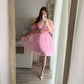 Princess Pink Prom Dresses Fairy Off The Shoulder Knee Length Party Dress Formal Evening Gowns Summer Vestidos De Gala