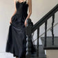 Fairy Black Tulle Evening Dresses Spaghetti Strap V Neck Wedding Photoshoot Floor Length Prom Gowns Formal Prom Gowns