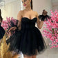 Sexy Dotted Tulle Sweetheart Short Prom Homecoming Dresses Black Graudation Mini Cocktail Party Gowns Robes Bal De Promo