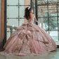 Pink Girl Flower Dress 2024 Tulle Appliques Flowers Bow Off Shoulder Sweet 15 16 Years Birthday Party Formal Dresses