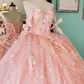 Pink Shiny Off The Shoulder Quinceanera Dress Ball Gown Lace Applique Beaded With Cape Corset Sweet 16 Vestido De 15 Anos