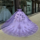 Glitter Lavender Off The Shoulder Princess Quinceanera Dresses Sequins Appliques Lace Beads Tull Sweet 15th Prom Party Vestidos