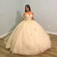 Champagne Sweetheart Princess Quinceanera Dresses Off Shoulder Lace Appliques Ball Gown Sweet 16 Dresses Vestidos De 15 Años