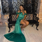 Hunter Green Mini Cocktail Evening Dresses Off Shoulder Feather Stain Black Girl Birthday Queen Gown feestjurk dames bruiloft