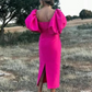 Elegant Puff Sleeve Square Collar Wedding Party Dresses Simple Slim Fit Prom Dress Back Split Vestidos Women Celebrity Gowns