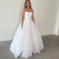 Elegant Tulle A Line Wedding Dresses For Woman 2024 Strapless Sleeveless Bridal Bride Robe Dress Gowns Vestidos De Novia