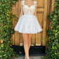 Elegant A-line Butterfly Straps Sweetheart Homecoming Dress Illusion Corset Bodice Cocktail Dresses Short Length Wedding Dresses