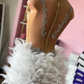 White Ostrich Feather Short Prom Homecoming Dresses Luxury Silver Diamond Birthday Gown vestidos de gala black girl