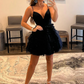 Black Homecoming Dresses Shining Tulle Layers Graduation Dress Short Prom Dress Above Knee Mini Party Dresses Cocktail Dress