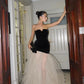 Elegant Evening Dress Strapless Black Velvet Prom Dress Tulle Wedding Evening patrty Dress Floor Length 2024