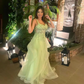 Wedding Party Dress Applique Tulle Prom Dresses Green Sleeveless A-Line Floor-Length Elegant Party Dresses For Women