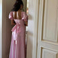 Pink Prom Dresses Princeces French Square Collar Homecoming Party Dress A Line Satin Evening Bride Vestidos De Gala