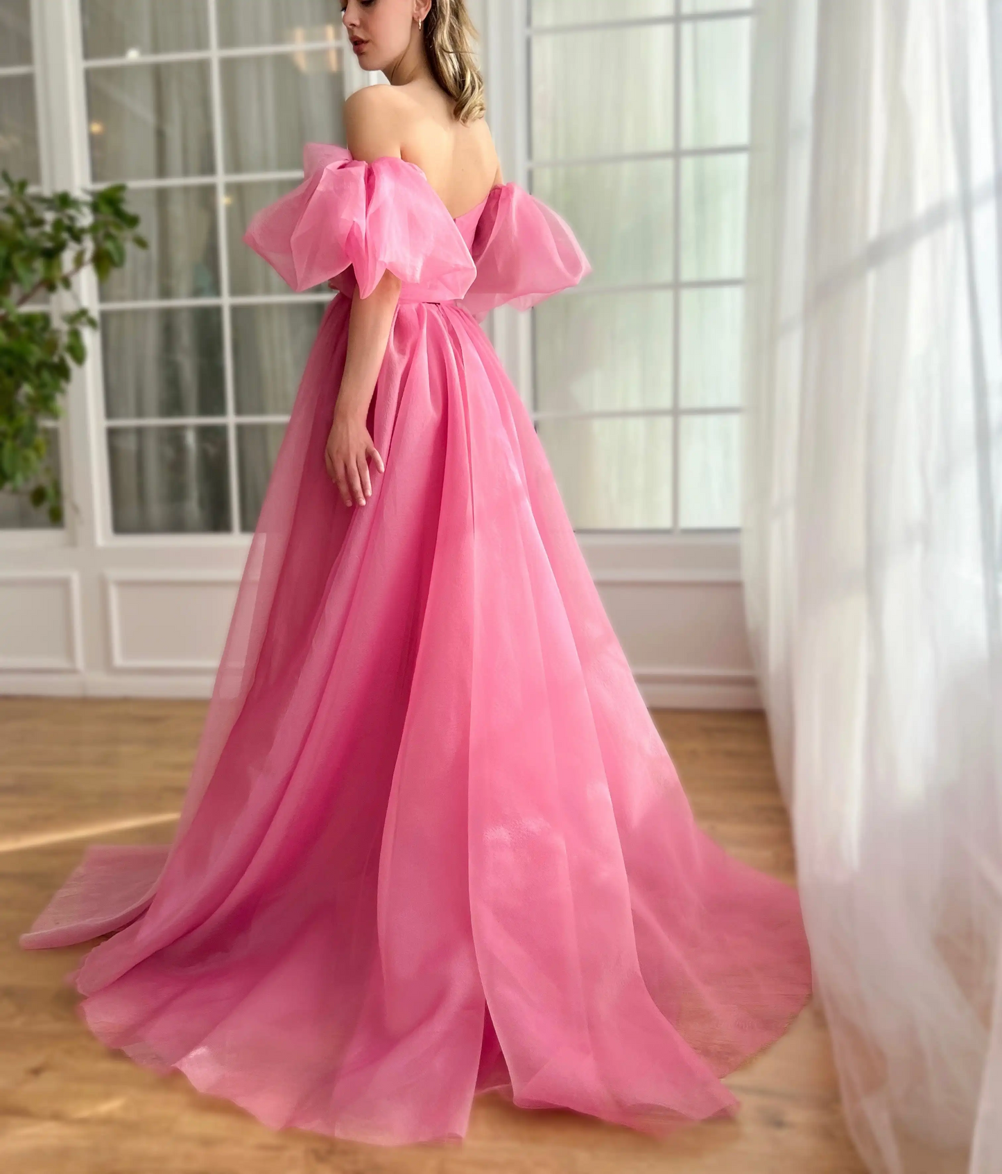 Organza Off the Shoulder Evening Dresses With Belt Sweetheart Pleated High Split Party Gowns Elegant Backless Lace Up Prom Dress