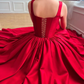 Spaghetti Straps A-line Evening Dresses Taffeta Square Collar Basque Waist Wedding Party Dress Elegant Floor-Length Prom Gowns