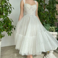 Tulle Spaghetti Straps A-line Homecoming Dresses Sweetheart Backless Pleated Girl's Tea-length Prom Gowns With Little Stars