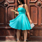 Simple Satin Strapless A-line Evening Dresses Lake Blue Backless Sleeveless Party Dress Elegant Summer Fashion Mini Prom Gowns