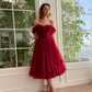 Fancy A-Line Cocktail Dresses for Women Floral Appliques Homecoming Dresses Elegant Off Shoulder Tea Length Tulle with Slit 2024