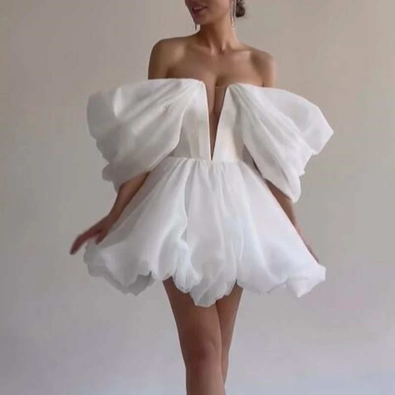 White Little Dress for Women 2024 Off Shoulder A Line Short Homecoming Dresses Cocktail Birthday Party Gowns Graduation Prom