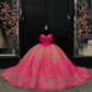 Fuchsia Pink Sparkly Princess Quinceanera Dresses Off Shoulder Gillter Applique Floral Corset vestido de 15 quinceañera 2024