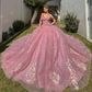 Pink Long Train Quinceanera Dress 2024 Off Shoulder Birthday Party Ball Gown Sweet 15 16 Vestidos De 15 Años Quinceañeras Miss