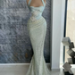 Sexy Strapless Formal Evening Dress Lace Appliques Beads Crystal Party Dress Custom Made Mermaid Floor-Length Engagement Dress