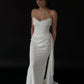 Popular Strapless Sheath Mermaid Wedding Dresses Princess Sleeveless Beach Bridal Growns Draped Train Robe de Mariage