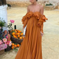 Summer Elegant Solid Ruffles Maxi Dress For Women Fashion Off Shoulder High Waist Robe 2024 Chic Female Evening Party Vestidos