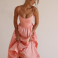 Women Elegant Long Party Dresses Pink Spaghetti Strap A Line Dress Casual Holiday Vacation Ladies Birthday Dress