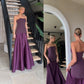 Sexy Purple Evening Dresses Sleeveless Prom Dress Strapless Floor Length Pleated Formal Party Dresses vestidos de fiesta