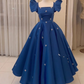 Prom Retro Square Ball Gown Floor Length Dresses Rhinestone Applique Satin Formal Occasion vestidos para mujer gala party