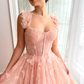 Tulle Spaghetti Straps Evening Dresses 3D Butterfly A-Line Ankle-Length Prom Gowns Elegant Lace Up Teen's Homecoming Dress 2024