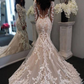 Backless Exquisite Lace Wedding Dresses For Women Mermaid Full Sleeve Embroidery Appliques Illusion Bridal Gown Vestido De Novia